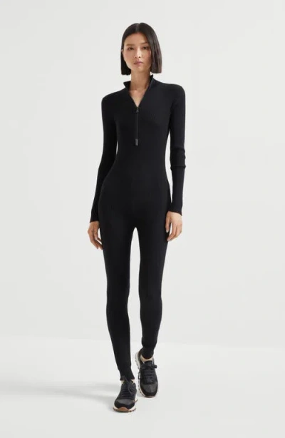 Brunello Cucinelli Sparkling Jumpsuit With Monili In Black