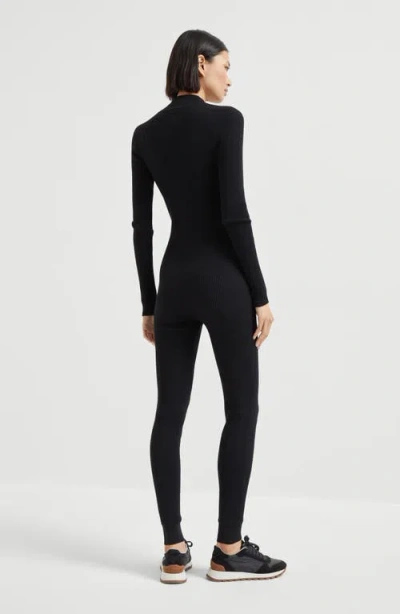 Brunello Cucinelli Sparkling Jumpsuit With Monili In Black