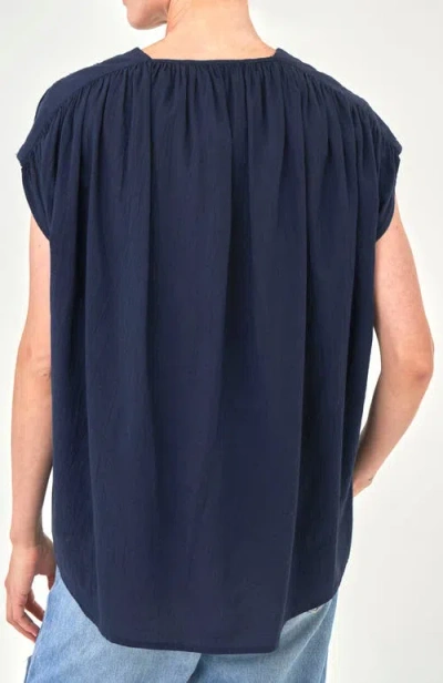 Ocean + Main Ocean+main Sleeveless Rouched Top In Blue