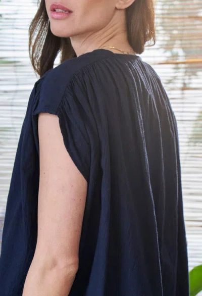 Ocean + Main Ocean+main Sleeveless Rouched Top In Black