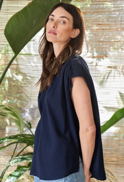Ocean + Main Ocean+main Sleeveless Rouched Top In Blue