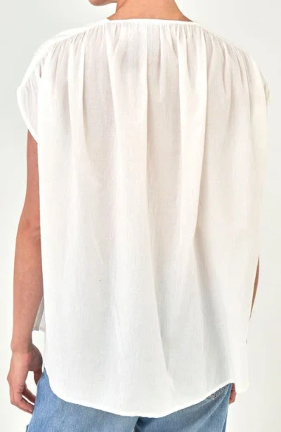 Ocean + Main Ocean+main Sleeveless Rouched Top In White