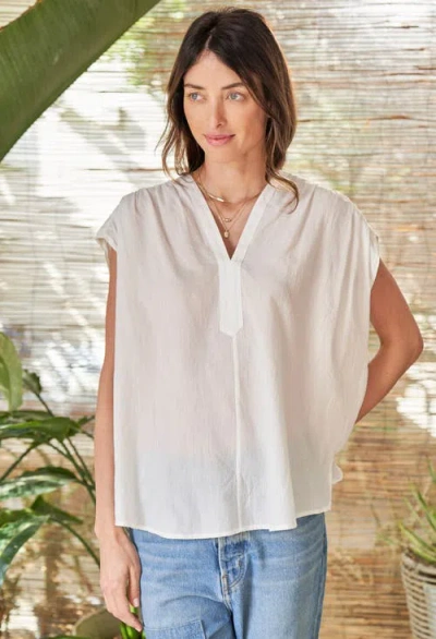 Ocean + Main Ocean+main Sleeveless Rouched Top In White