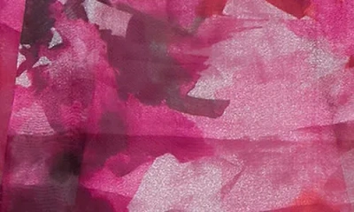 Alex Evenings Printed V-neck Long A-line Gown In Pink