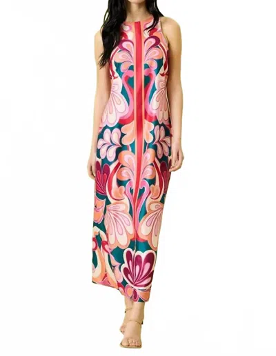 Donna Morgan Women's Mod Print Maxi Dress In Teal/orange In Pink