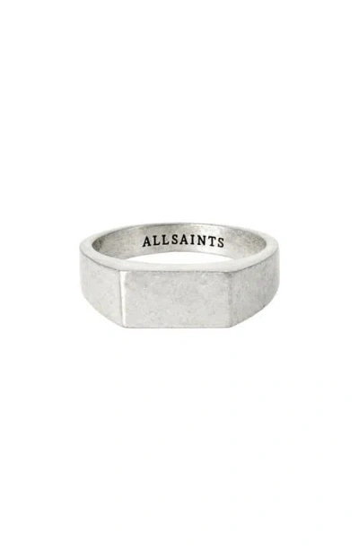 Allsaints Rectangle Flat Signet Ring In Metallic