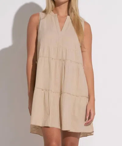 Elan Sleeveless Swing Mini Dress In Sand In Neutral
