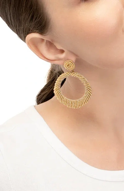 Deepa Gurnani Asta Beaded Frontal Hoop Earrings In Gold