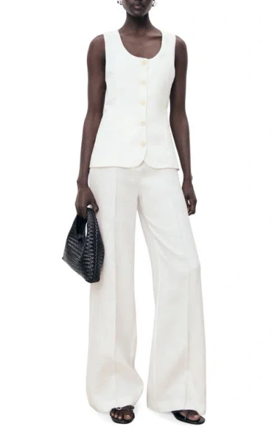 Mango Suit-style Linen Jumpsuit Off White In White