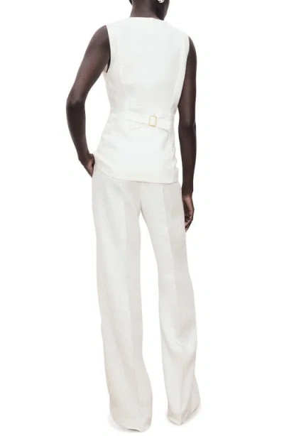 Mango Suit-style Linen Jumpsuit Off White In White