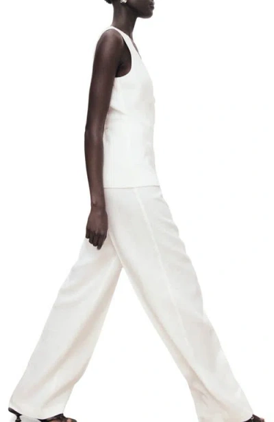 Mango Suit-style Linen Jumpsuit Off White In White