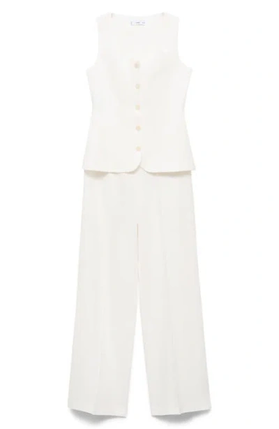 Mango Suit-style Linen Jumpsuit Off White In White
