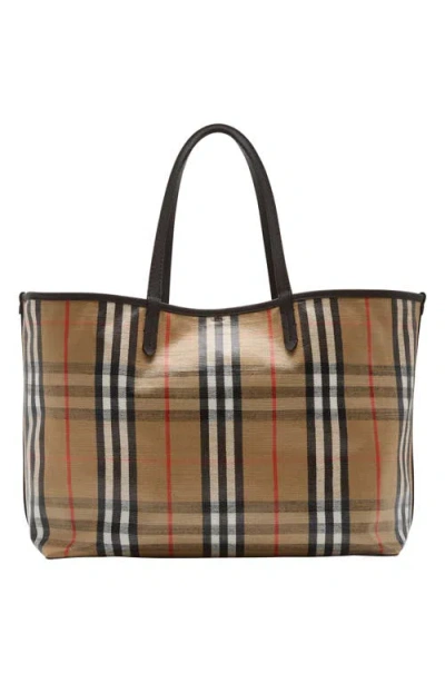 Burberry Medium Tote Bag Highlands Rectangular Check In Brown