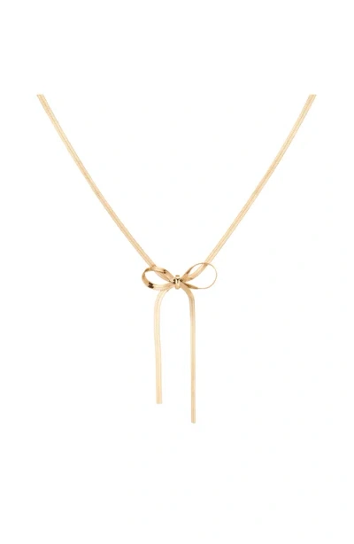 Aurate New York Herringbone Bow Choker Necklace In Gold