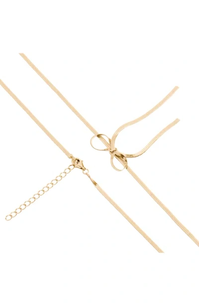 Aurate New York Herringbone Bow Choker Necklace In Gold