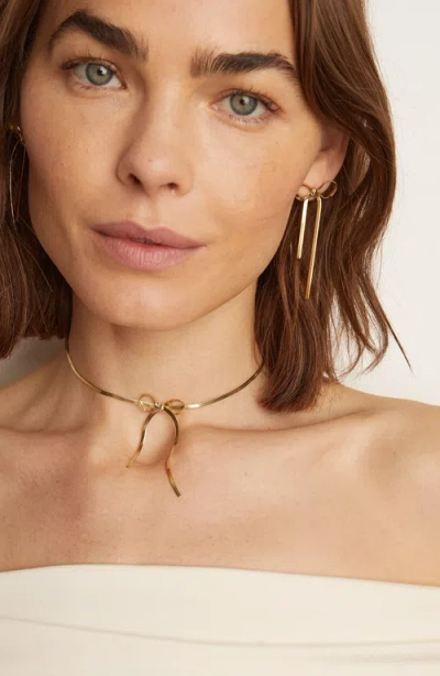 Aurate New York Herringbone Bow Choker Necklace In Gold