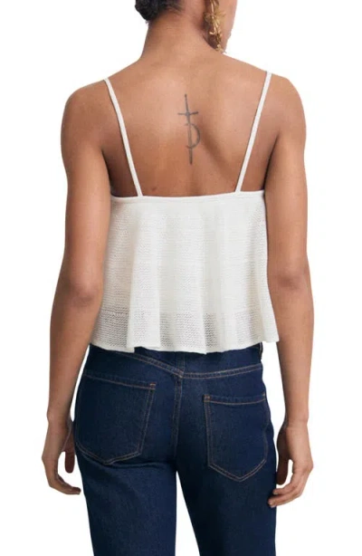 Mango Cotton Mix Fine Knit Peplum Cami Top In White