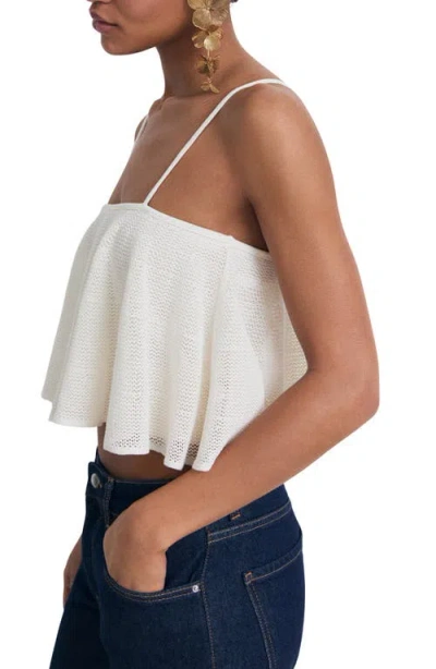 Mango Cotton Mix Fine Knit Peplum Cami Top In White
