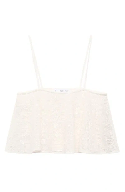 Mango Cotton Mix Fine Knit Peplum Cami Top In White