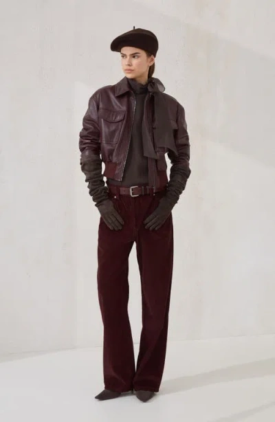 Brunello Cucinelli Bordeaux Corduroy Pants With Concealed Front Closure