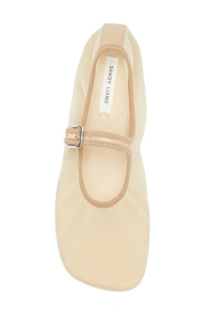 Sandy Liang Mesh Mary Jane Flat In Brown
