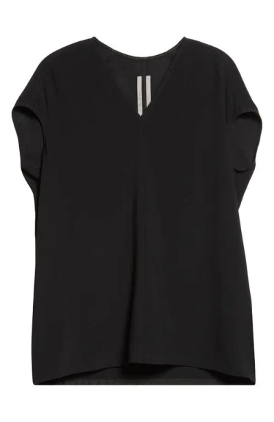 Rick Owens Floating Washed Charmeuse Top In Black
