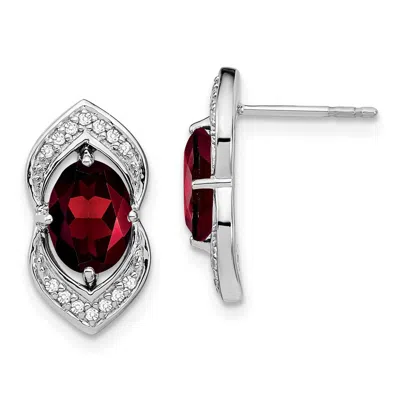 Diamond2deal 14k White Gold Garnet And Diamond Earrings