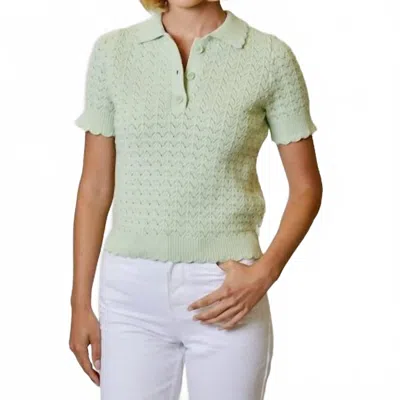 Design History Polo Short Sleeve Sweater In Pistachio