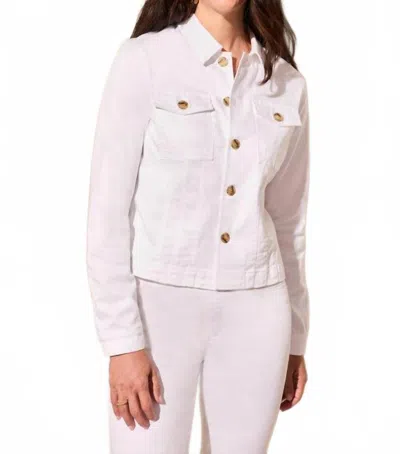 Tribal Comfort Stretch Button-front Denim Jacket In White In Neutral
