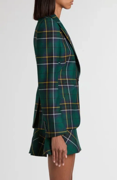 Alexander Mcqueen Single-breasted Wool Tartan Jacket With Peak Lapels In Green