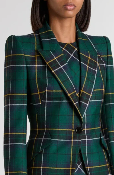 Alexander Mcqueen Single-breasted Wool Tartan Jacket With Peak Lapels In Green