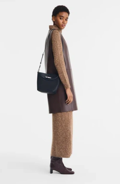 Longchamp Medium Le Roseau Leather Hobo Bag In Black