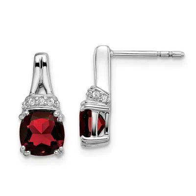 Diamond2deal 14k White Gold Garnet And Diamond Earrings