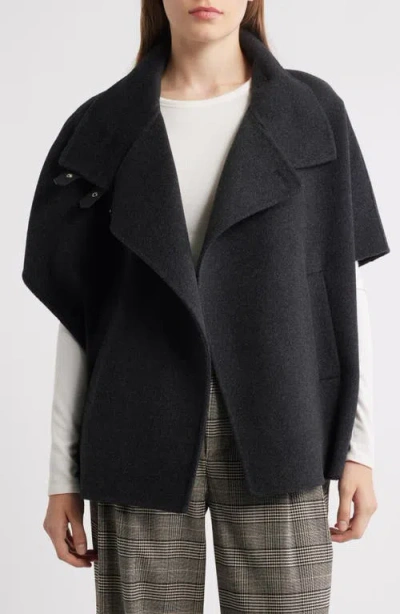 Michael Kors Double Face Wool Blend Cape In Black