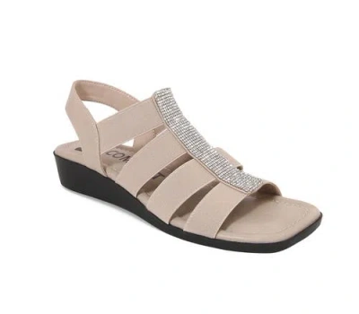 Ninety Union Elastic Straps Low Wedge Sandal In Brown