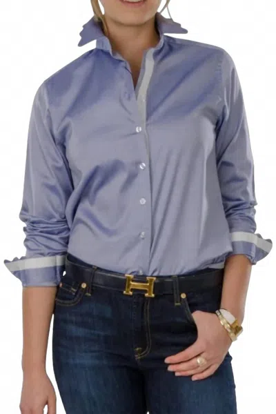 Cortland Park Scalloped Collar Blouse In Blue Charm