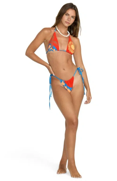 Billabong Feel The Heat Remi Triangle Bikini Top In Multi In Red