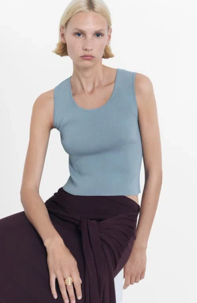 Mango Scoop Neck Sweater Tank In Blue