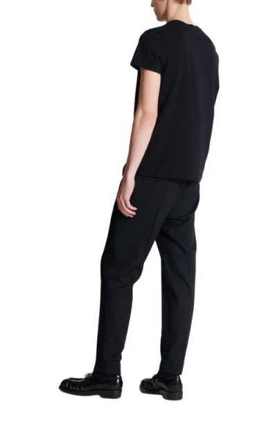 Balmain Black Crewneck T-shirt With Logo Print On The Front In Cotton Man