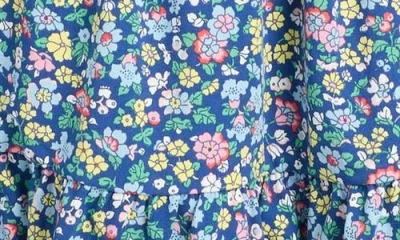 Mini Boden Kids' Floral Print Long Sleeve Cotton Sweatshirt Dress In Blue