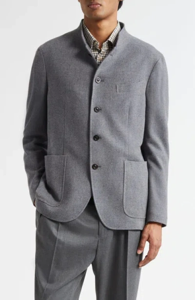 Boglioli Buttoned Collarless Jacket In Gray