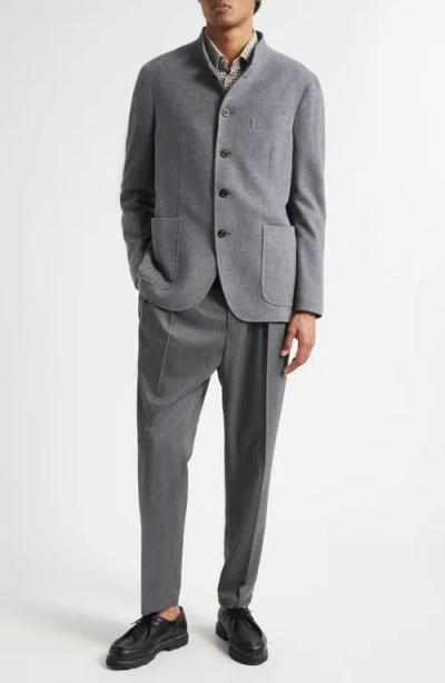 Boglioli Buttoned Collarless Jacket In Gray