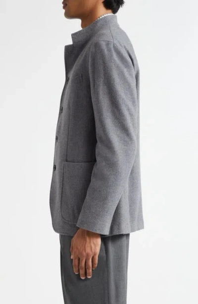 Boglioli Buttoned Collarless Jacket In Gray