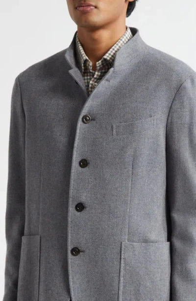 Boglioli Buttoned Collarless Jacket In Gray