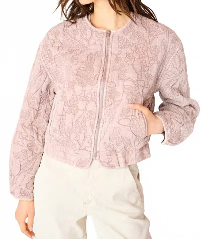 Dex Floral Quilted Bomber Jacket In Rose