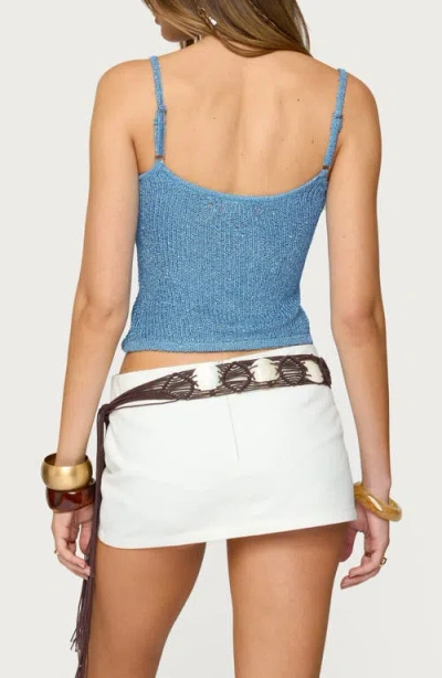 Edikted Saul Stripey Sequin Knit Top In Blue