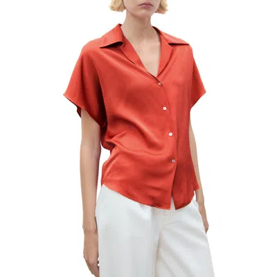 Mango Women's Short Sleeve Fluid Shirt In Orange