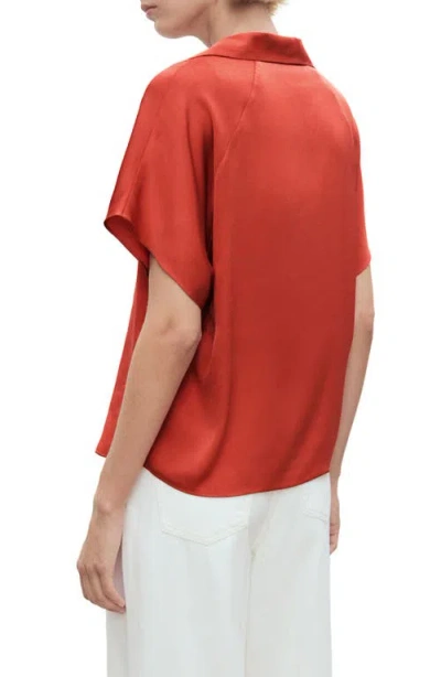 Mango Women's Short Sleeve Fluid Shirt In Orange