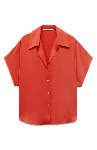 Mango Women's Short Sleeve Fluid Shirt In Orange