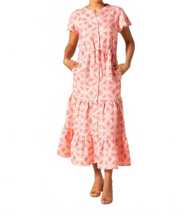 Tori Richard Breeze Block Lavina Dress In Coral In Pink